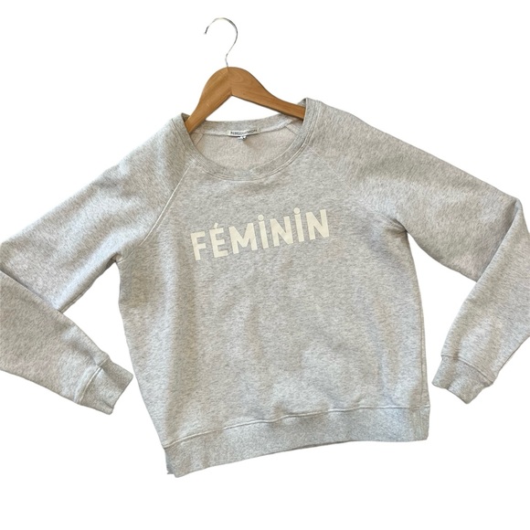 Rebecca Minkoff Gray Fleece Lined Feminin Graphic Sweatshirt Small - Picture 2 of 5